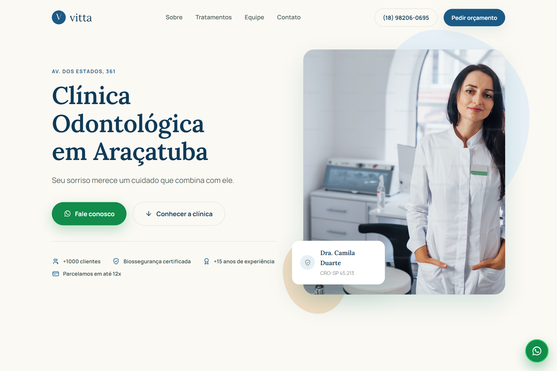 Modelo Vitta, site de clínica odontológica